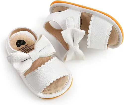 Vista 4 de ohsofy Sandalias para bebés y niñas, zapatos de playa de verano para exteriores, casuales, con suela de goma, zapatos planos de princesa