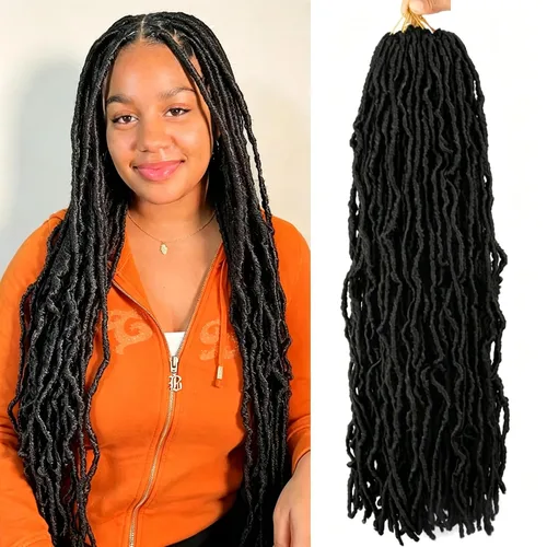 Vista 24 de 6 Paquetes Soft Locs Cabello de Ganchillo Pre Looped Faux Locs Trenzas de Ganchillo Goddess Locs Dreadlocs Cabello Sintético Para Mujeres Negras 1b