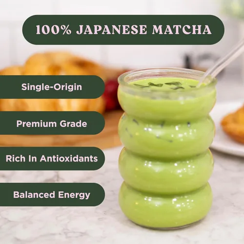 Vista 5 de The Harmony Matcha Lavender (bolsa de 7.05 onzas - 20 porciones) Polvo de matcha japonés premium, rico en antioxidantes y L-teanina, endulzado