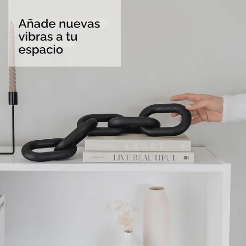 Vista 3 de PEAKOLY Decoración de Eslabones de Cadena de Madera - Artículos Modernos de Decoración de Mesa de Café, Decoración de Cadena Negra para Mesa de Negro