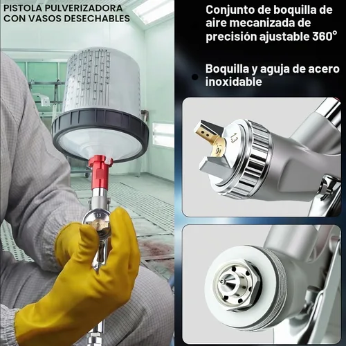 Vista 6 de Pistola de pulverización R500 LVLP, kit de pistola de pintura automotriz