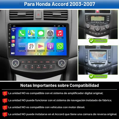 Vista 2 de [8 núcleos +64 GB] Radio de coche para Honda Accord 2003 2004 2005 2006 2007, 10.1 pies QLED pantalla táctil compatible con CarPlay inalámbrico