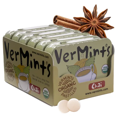 Vista 14 de VerMints Mentas Orgánicas Café Express - Ingredientes Reales, Sabor a Café Duradera - Latas de Tamaño de Viaje - Caramelos de Café Sin OMG, Sin