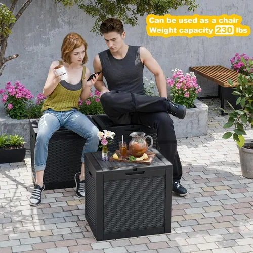 Vista 3 de DRATO Caja de almacenamiento para cubierta de 31 galones, caja de almacenamiento para exteriores para cojines de patio, herramientas de jardín, caja