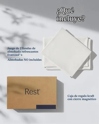 Vista 7 de REST® Evercool®+ Fundas de almohada refrescantes estándar, 2 fundas de almohada para piel sensible, tela con infusión de plata para un sueño Blanco