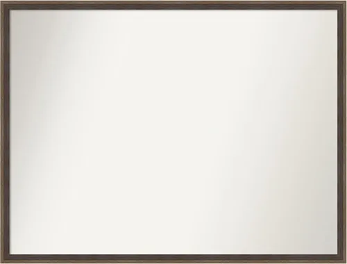 Vista 8 de Amanti Art Brown Bathroom Mirror for Over Sink, 21x33 Custom Made Hardwood Wedge Mocha Rectangle Vanity Mirror, Large Modern Wood Frame, Hangs