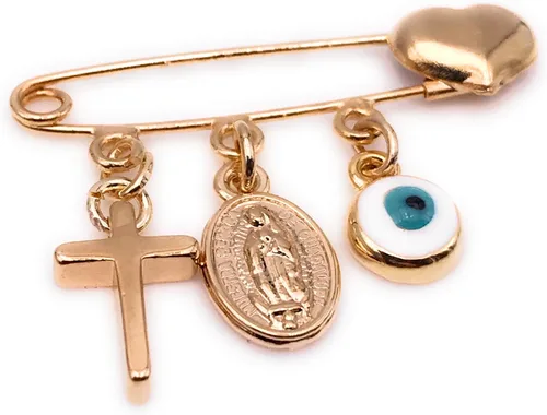 Vista 2 de LESLIE BOULES Broche chapado en oro para joyas religiosas y de protección para recién nacidos, Latón