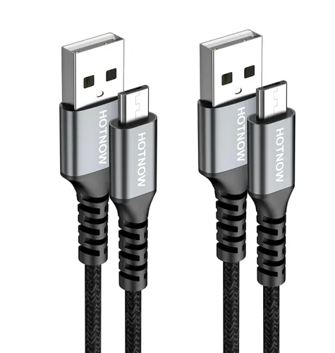 Vista 7 de Cable micro USB corto de 0.5 pies, 2.1 A, cable USB a micro USB de carga Negro