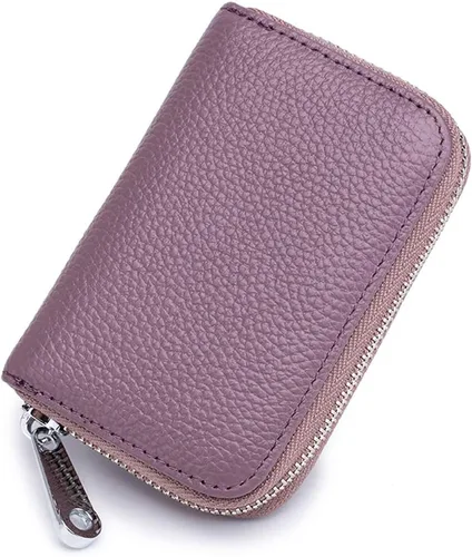 Vista 2 de EASTNIGHTS Cartera de cuero genuino para tarjetas de crédito RFID con cremallera