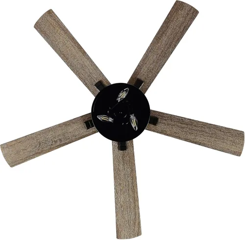 Vista 5 de Ventilador de techo industrial negro de 5 aspas de 52 pulgadas con kit de luz y mando a distancia, color negro mate