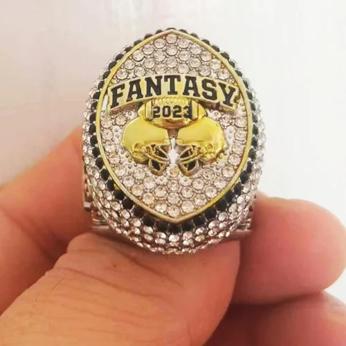 Vista 2 de Fantasy Football Trophy - Trofeo réplica de acero inoxidable de 4 pulgadas hecho para campeones de fútbol de fantasía