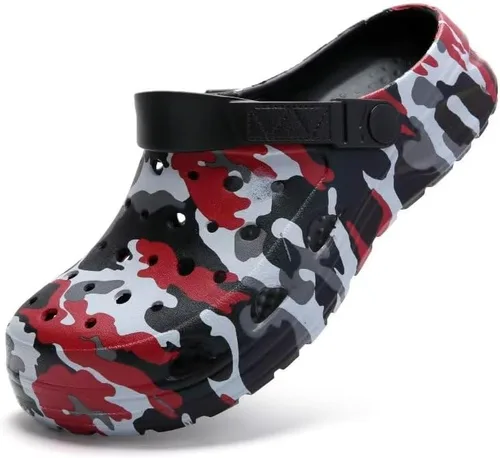 Vista 2 de Zuecos de camuflaje negro para niños y niñas, zapatos de playa para niños, diseño clásico de teñido anudado marmoleado