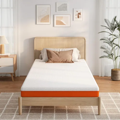 Vista 16 de Colchón tamaño individual de 8 pulgadas, colchón con espuma viscoelástica de gel y resortes ensacados, parte superior europea de firmeza media, Negro