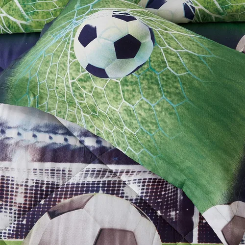 Vista 4 de ENJOHOS Juego de ropa de cama deportiva individual XL para niños universitarios, juegos de edredón de fútbol de 3 piezas tamaño individual