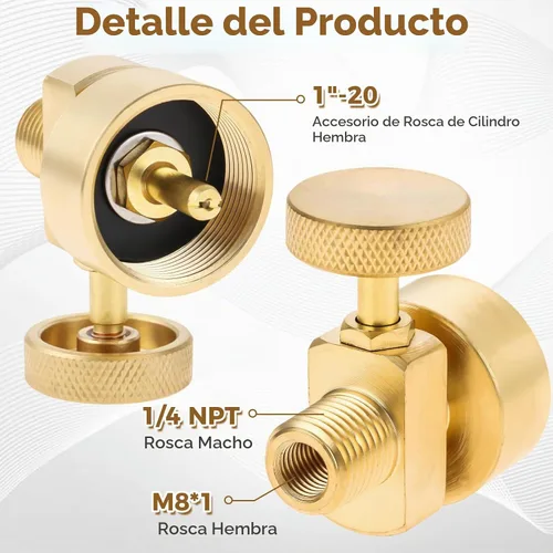 Vista 3 de Adaptador de recarga de tanque de propano de 1 lb para válvula de control