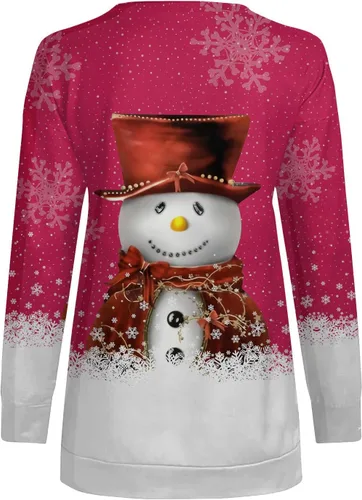 Vista 2 de Sudaderas con media cremallera para mujer, de gran tamaño, de manga larga, con gráfico navideño, con cremallera de un cuarto, suéter de otoño e