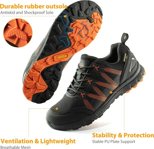 Vista 5 de Wantdo Zapatos de senderismo impermeables para hombre, botas de senderismo ligeras