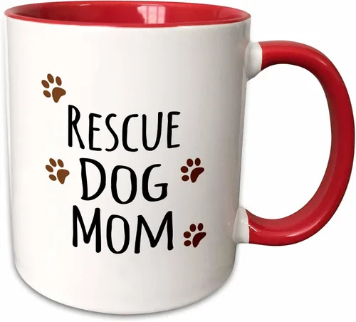 Vista 12 de 3dRose Rescue Dog Mom - Taza de 11 onzas, color negro