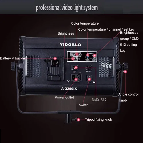 Vista 2 de 70W A-2200IX CRI 96+ LED Panel/Barndoor/LCD Display Video Iluminación (A-2200IX)