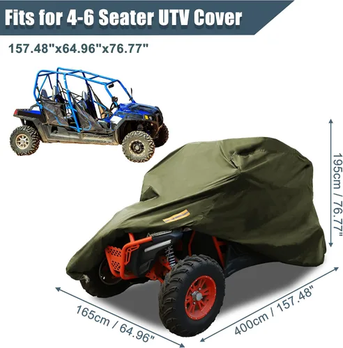 Vista 2 de X AUTOHAUX Cubierta UTV para Polaris RZR XP 4 General 4 para Can Am Defender Commander Max 210D Oxford protección para todo tipo de clima, cubierta
