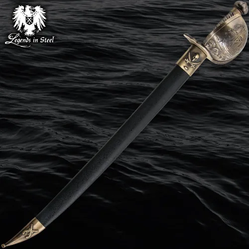 Vista 3 de Sable pirata Cutlass Hoja de acero inoxidable de 22" Cast Metal Basket Hilt Guard Pirate Artwork Accents Perfect for Reenactors 28 1/4