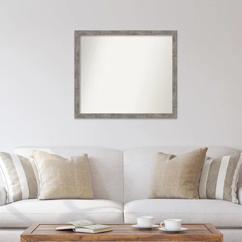 Vista 530 de Amanti Art Silver Bathroom Mirror for Over Sink, 26x35 Custom Made Marred Pewter Rectangle Vanity Mirror, Large Casual Wood Frame, Hangs Horizonally