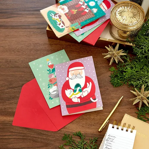 Vista 2 de Hallmark - Tarjetas de Navidad en caja, gatos y perros (4 diseños, 12 tarjetas y sobres)
