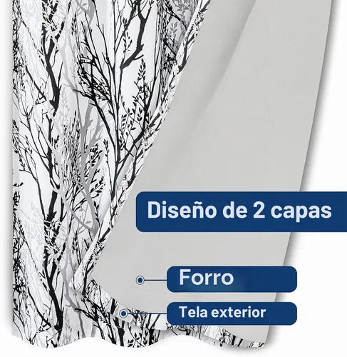 Vista 8 de DriftAway Cortinas opacas con diseño de ramas de árbol, doble capa, 84 pulgadas de largo, para dormitorio, estampado clásico, aislamiento térmico