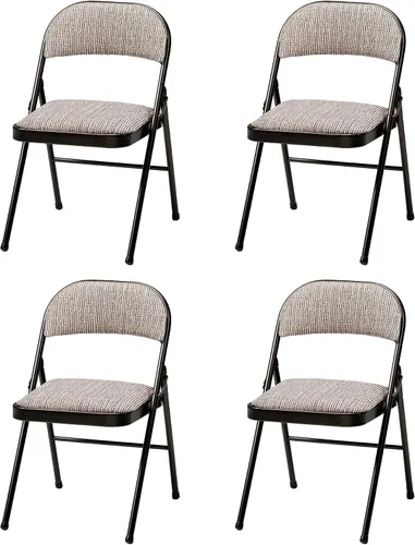 Vista 12 de MECO Paquete de 4 sillas plegables acolchadas portátiles, silla plegable de tela metálica ligera y acolchada, comodidad repentina, color negro