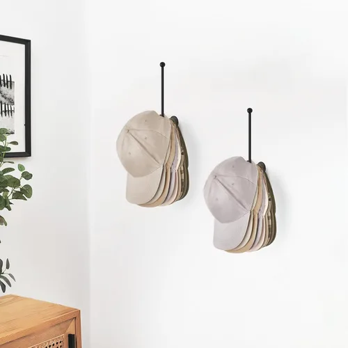 Vista 3 de Dahey 2 organizadores de sombreros modernos de metal para gorras de béisbol, soporte de pared, 7.9 pulgadas, ahorro de espacio, gancho