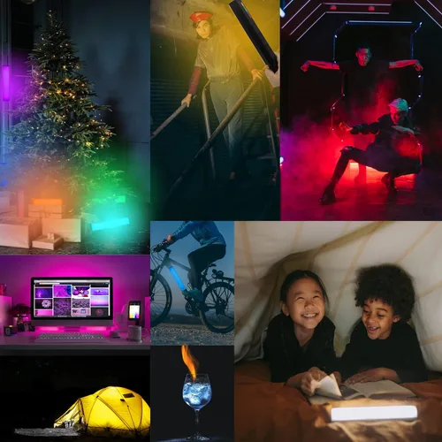 Vista 6 de Paquete de 2 varitas de luz RGB de mano W200, iluminación LED, luz de mano, luz de fotografía, Vlog con magnético CRI95+ 2500K-9000K batería