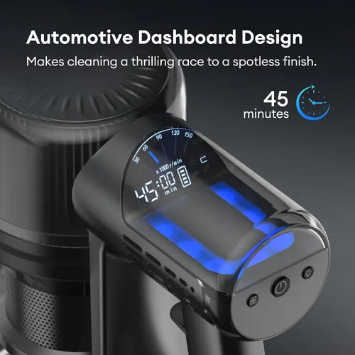 Vista 3 de Ultenic - Aspiradora inalámbrica, aspiradora de 550W y 50Kpa con pantalla para tablero de auto, cepillo sin enredos para pelo de mascotas, hasta 45