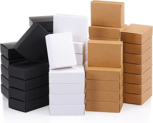 Vista 11 de Gersoniel 50 cajas de jabón de papel kraft para hacer jabón casero, suministros para recuerdos de fiesta, sin ventana, embalaje de envoltura de Negro