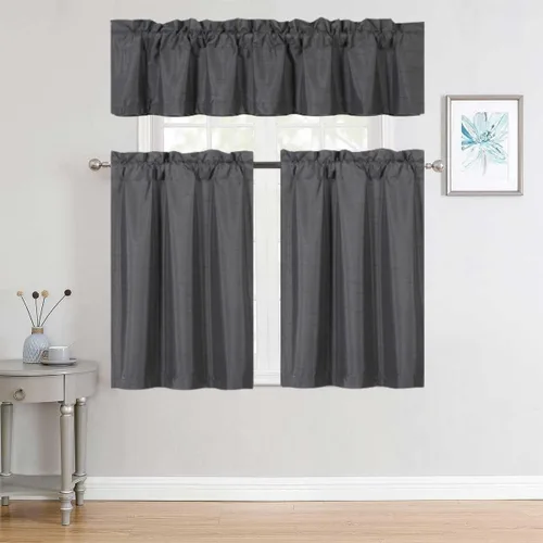 Vista 4 de Versátil juego de 3 piezas con bolsillo para barra, panel de ventana pequeña, con forro de espuma, cortina opaca (K3) (negro)
