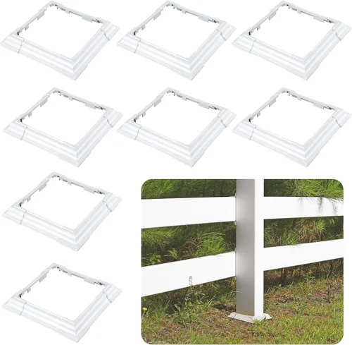 Vista 9 de Falda ajustable de vinilo marrón de 6 x 6 pulgadas, base de poste de vinilo para columnas de porche para rieles de escalera de madera de 3 a 6.5
