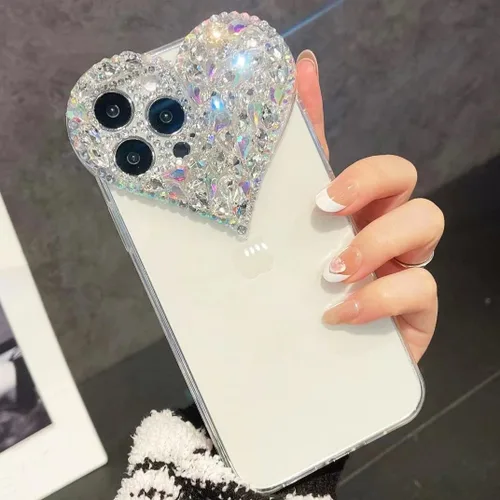 Vista 11 de Funda protectora compatible con iPhone 12 para mujeres y niñas, con diamantes de imitación 3D con diamantes de imitación de lujo, bonita funda