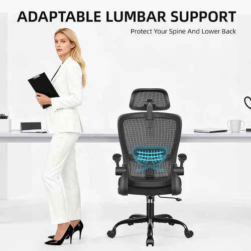 Vista 8 de FelixKing Silla de Oficina, Silla de Escritorio con Soporte Lumbar Ajustable, Silla de Computadora Ergonómica con Respaldo Alto y Respaldo