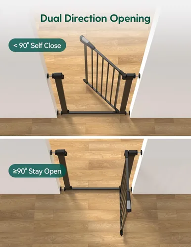 Vista 3 de BABELIO Puerta estrecha para bebé de 26 a 28.5 pulgadas, fácil de instalar, puerta para mascotas de cierre automático para escaleras y puertas Negro