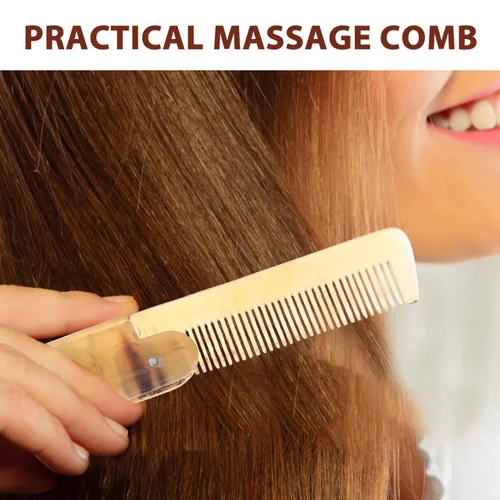 Vista 4 de Peine de pelo plegable de bolsillo con cuerno de buey, peine portátil antiestático, evita la pérdida de cabello, para mujeres, hombres, viajes, uso