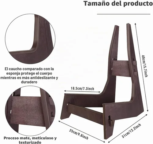 Vista 5 de Soporte de madera para violonchelo con soporte para arco