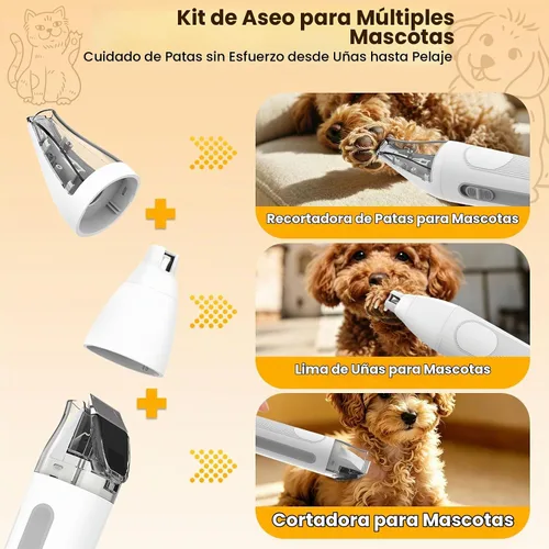 Vista 4 de Kit de aseo para perros con aspiradora, 12000Pa para mascotas eléctrico y Negro-8 en 1