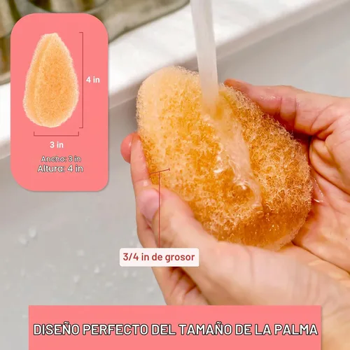 Vista 4 de IMPRESA Esponjas Exfoliantes para Limpieza Facial - Estilo Puff Regular - Esponjas Exfoliantes Reutilizables de Espuma Natural de Grado Médico