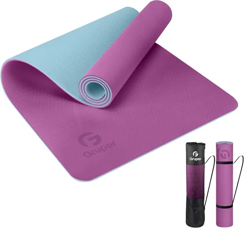 Vista 11 de Tapete de yoga antideslizante, ecológico, con funda de transporte, tapete de yoga profesional para mujeres, tapete de entrenamiento para el hogar