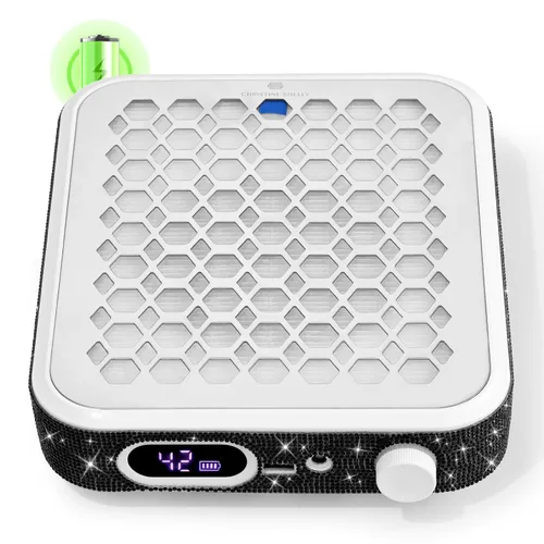 Vista 9 de Colector de Polvo para Uñas, Colector de Polvo Recargable para Técnico de Uñas, Potente Ventilador de Vacío Ventilación Colector de Polvo Extractor