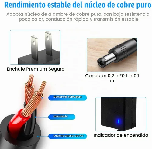 Vista 3 de Adaptador de fuente de alimentación de 12V 2.5A DC 100V-240V AC a DC 12Volt 2.5Amp Transformador de pared con conectores de enchufe de 0.217 in x