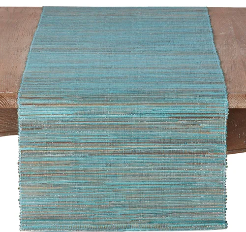 Vista 9 de Saro Lifestyle Melaya Collection - Mantel individual Nubby tejido brillante (juego de 4), 14 x 20 pulgadas, azul-gris