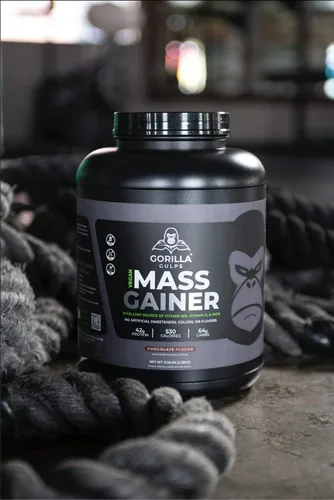 Vista 5 de Gorilla Gulps Ganador de masa vegano de chocolate - 5 libras de proteína natural alta en calorías en polvo: OGM, gluten y soja. Sin ingredientes