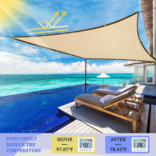 Vista 3 de Paño de sombra – Pergola 90% tela de sombra para exteriores con ojales para pérgola, patio, glorieta, terraza, jardín, porche, trigo (3 x 6 pies)