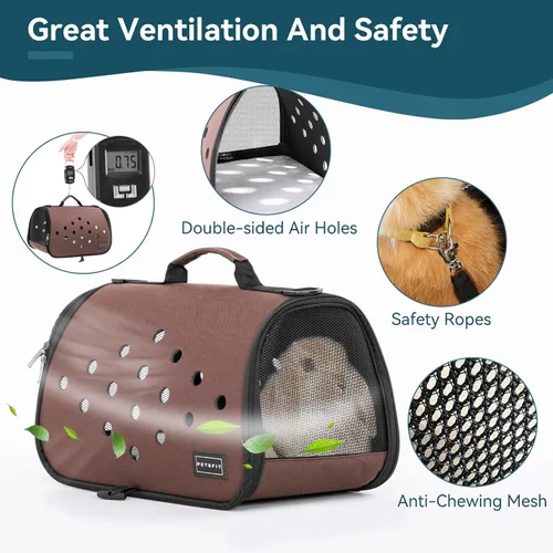 Vista 3 de Petsfit Transportador de conejos, 16 x 9 x 9 pulgadas, transportador portátil con orificios de ventilación, transportador de conejillos de indias