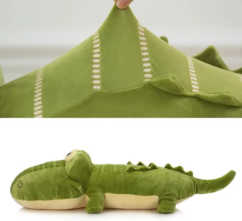 Vista 2 de Almohada grande de cocodrilo para abrazar, suave peluche de cocodrilo, regalo para niños, cumpleaños, Navidad, 25.6 pulgadas